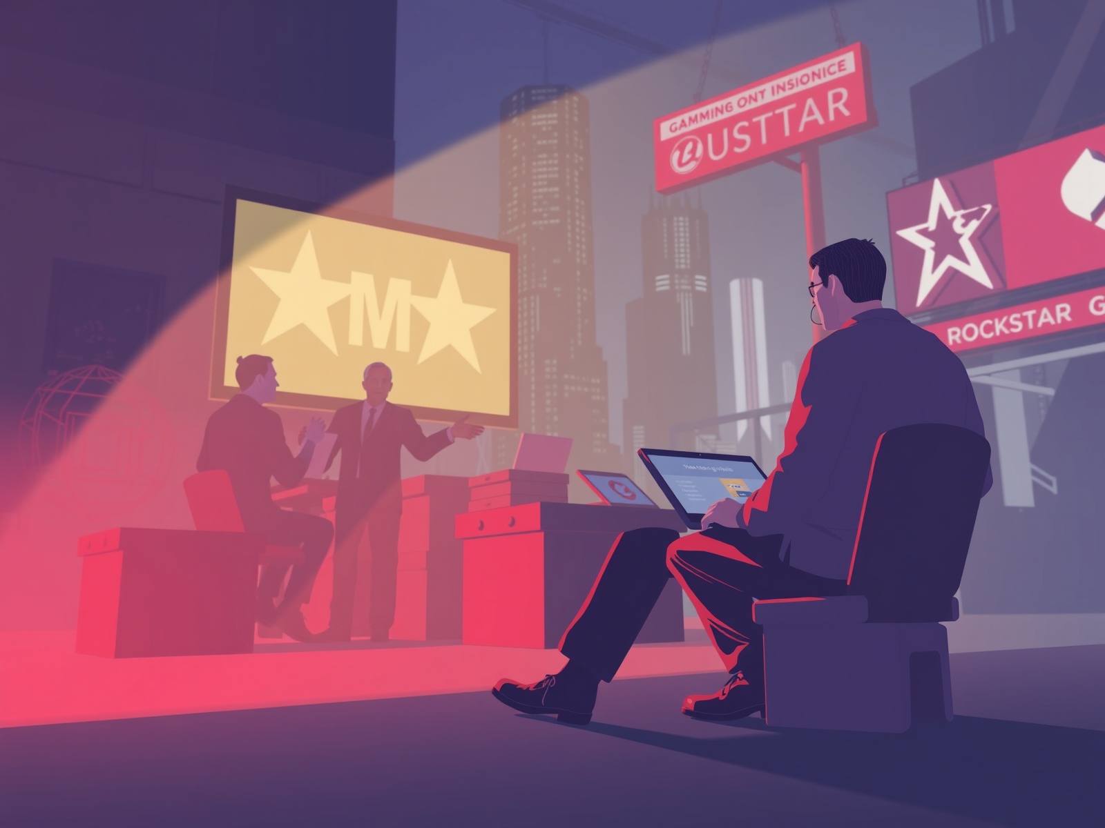 UK Video Game Worker Union Files Legal Claims Against GTA 6 Developer Rockstar, Alleging Trade Union Victimisation and Blacklisting - editorial illustration - CarteCadeaux Maroc